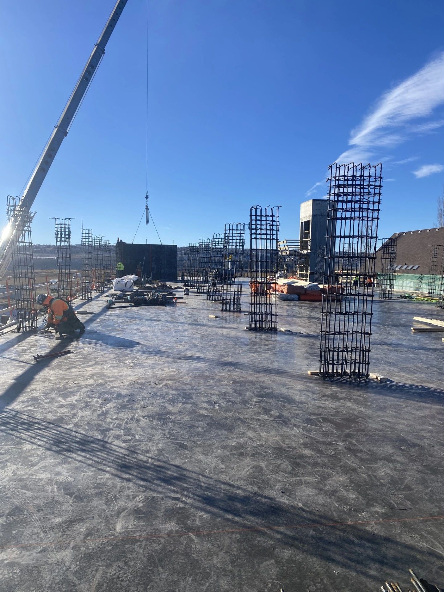 Construction site and initial structural elements